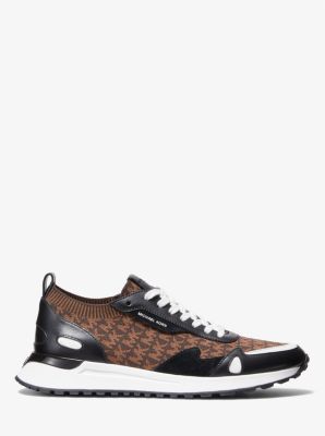 Sneaker Miles aus Leder und Jacquard mit Logomuster image number 1