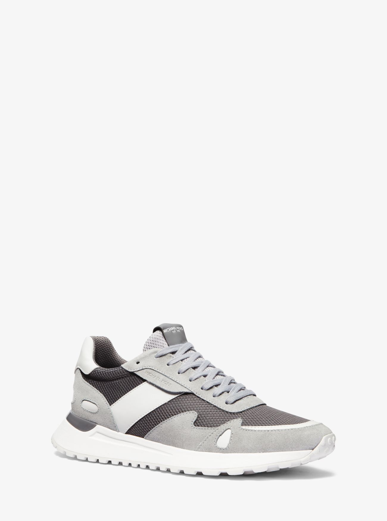 MK Miles Suede and Mesh Trainer - Grey - Michael Kors
