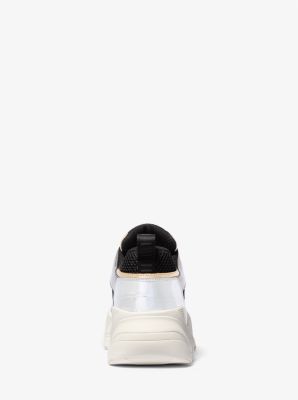 Sneaker Atlas in pelle metallizzata color block e maglia stretch image number 2