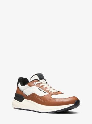 Sneaker Trevor in pelle e maglia stretch image number 0