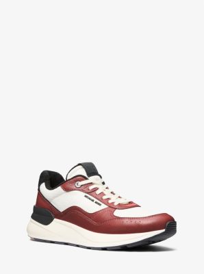 Sneaker Trevor in pelle e maglia stretch image number 0