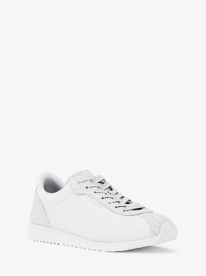 Sneaker Rhodes in pelle e twill cordonato in BIANCO BRILLANTE | Michael Kors