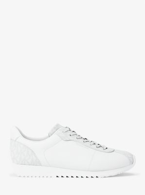 Sneaker Rhodes in pelle e twill cordonato in BIANCO BRILLANTE | Michael Kors