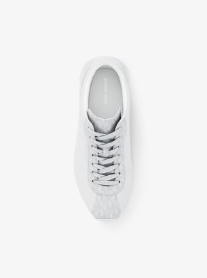 Sneaker Rhodes in pelle e twill cordonato in BIANCO BRILLANTE | Michael Kors