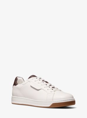 Michael Kors】Keating Logo Jacquard and Leather Sneaker (Michael