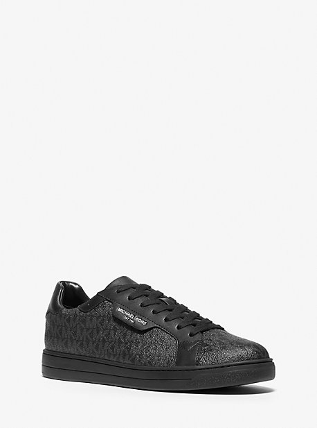 MK Keating Logo and Leather Trainers - Black - Michael Kors