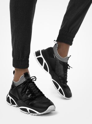 michael kors black leather trainers