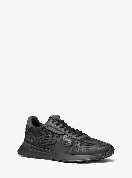 MK Miles Leather and Mesh Trainer - Black - Michael Kors