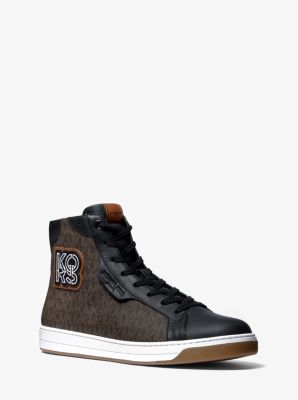 Keating Logo and Leather High-Top Sneaker | Michael Kors