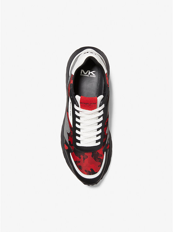 Miles Camouflage Canvas and Leather Trainer image number 3