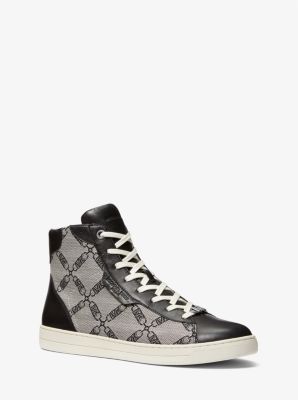 Keating Empire Logo Jacquard and Leather High-Top Sneakers | Michael Kors