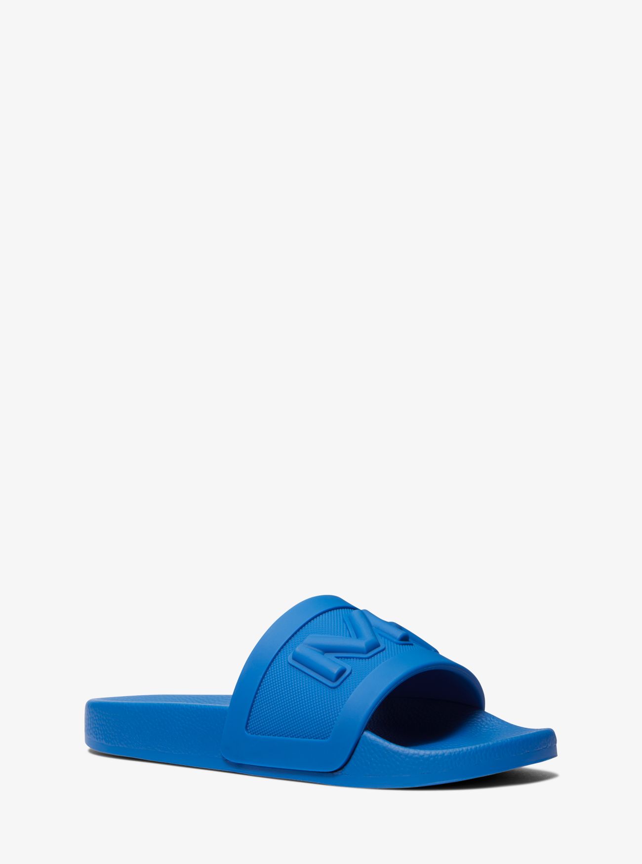 MK Jake Logo Embossed Rubber Slide Sandal - Blue - Michael Kors