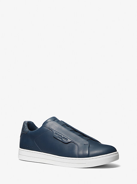 Shop Michael Kors Keating Leather Slip-on Sneaker In Blue