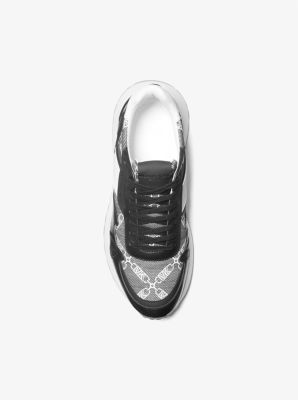 Miles Empire Logo Jacquard and Leather Trainer