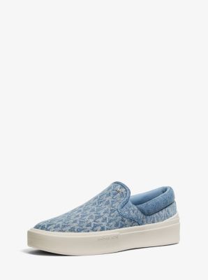 Eddie Signature Logo Print Denim Slip-On Sneaker