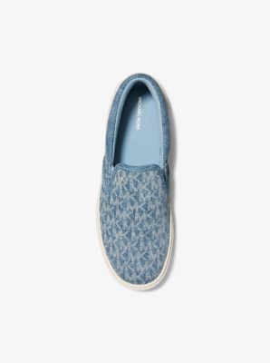 Eddie Signature Logo Print Denim Slip-On Sneaker
