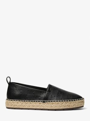 Elias Logo Embossed Leather Espadrille