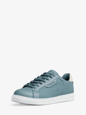 Keating Crocodile Embossed Suede and Leather Sneaker