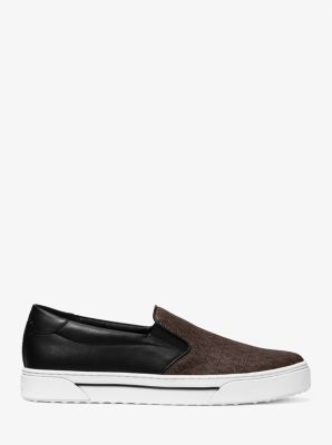 Baxter Logo and Leather Slip-On Sneaker