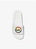 PRIDE Jake Rainbow Embellished Logo Leather Slide Sandal image number 2