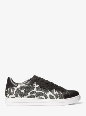 Keating Leopard Logo and Leather Sneaker