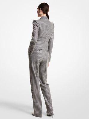 Crystal Pinstripe Flannel Jumpsuit