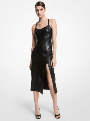 Michael kors 2025 black leather dress