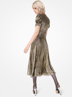 Leopard Metallic Fil Coup&eacute; Dance Dress