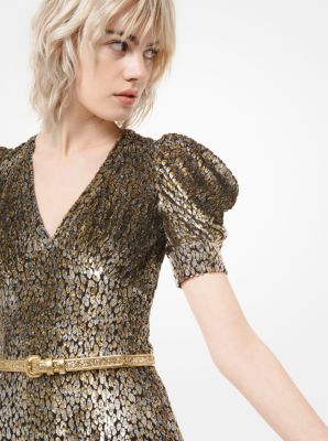 Leopard Metallic Fil Coup&eacute; Dance Dress