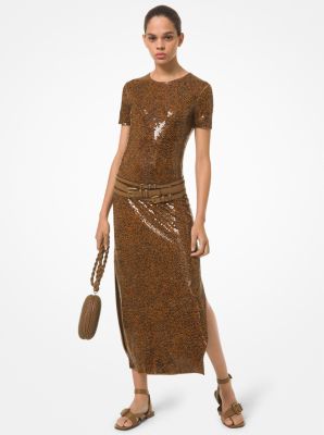 Sequin Embroidered Crepe Jersey Dress | Michael Kors