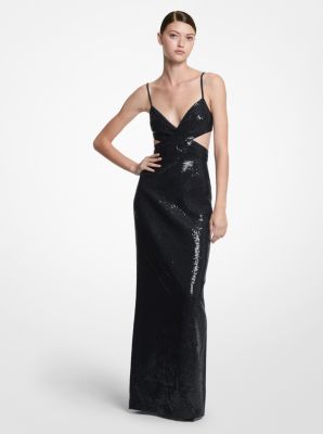 MICHAEL KORS COLLECTION Wrap-effect sequined jersey maxi skirt