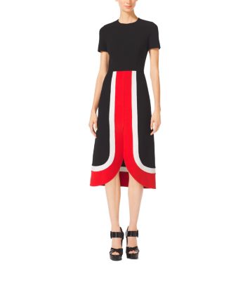 Color-Block Wool-Crepe Midi Dress | Michael Kors