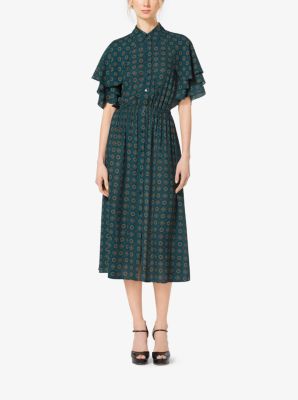 michael michael kors floral georgette shirtdress