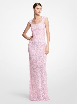 Floral Embellished Stretch Tulle Gown in ROSE | Michael Kors
