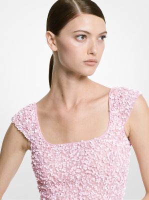 Floral Embellished Stretch Tulle Gown in ROSE | Michael Kors