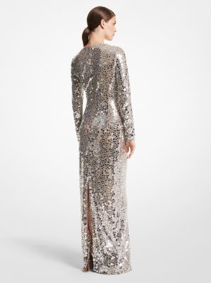 Hand-Embroidered Mirror Stretch Tulle Gown