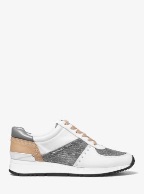 allie embellished leather and canvas trainer