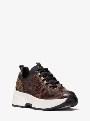 Cosmo Snake Embossed Leather Trainer 