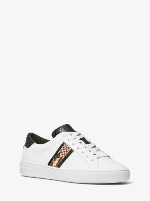 irving leather and logo stripe sneaker