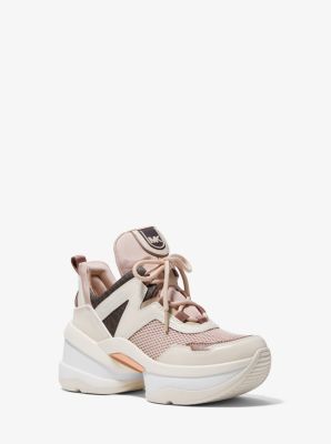 michael michael kors olympia leopard calf hair and leather trainer