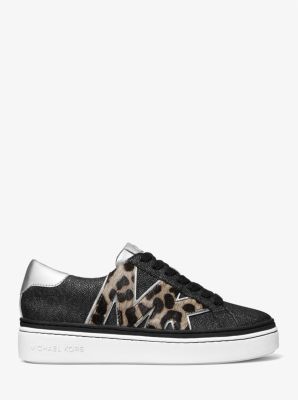 Chapman Logo and Leopard Print Calf Hair Sneaker Michael Kors