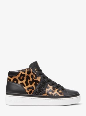 Chapman Embellished Leopard Print Calf Hair and Leather High Top Sneaker Michael Kors