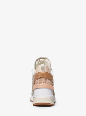 ジェシー Georgie Leather and Glitter Chain-Mesh Trainer | Michael