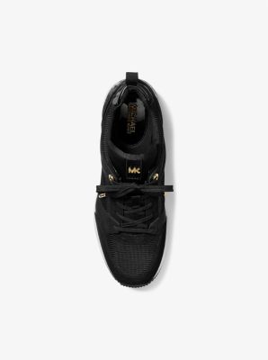 Michael Kors Georgie Stretch Knit And Leather Trainer - Black/Silver