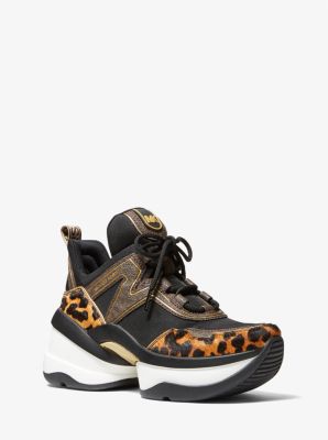 Olympia Printed Calf Hair and Logo Trainer | Michael Kors