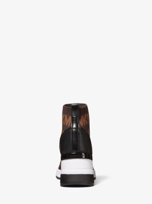 Michael Kors Skyler Logo Print Stretch Knit Sneaker Booties