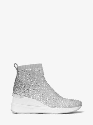 Skyler Crystal Embellished Metallic Stretch Knit Sock Sneaker | Michael