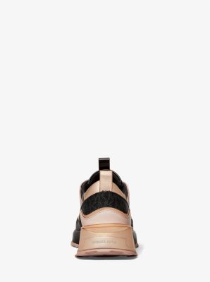 Theo Leather and Glitter Chain-Mesh Trainer | Michael Kors [US]