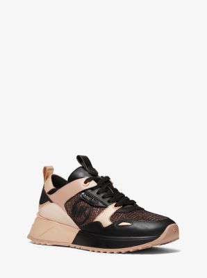 olympia extreme embellished leather and glitter chain mesh trainer