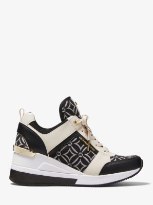 michael kors georgie logo and leather trainer
